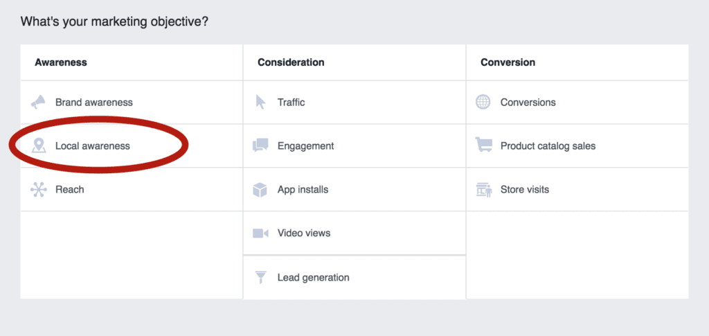 local awareness ads on Facebook