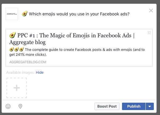 Add emoji to Facebook ads