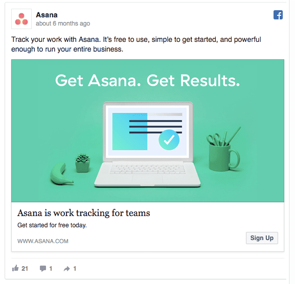 Facebook ad hack Asana