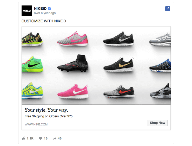 Facebook ad tip Nike