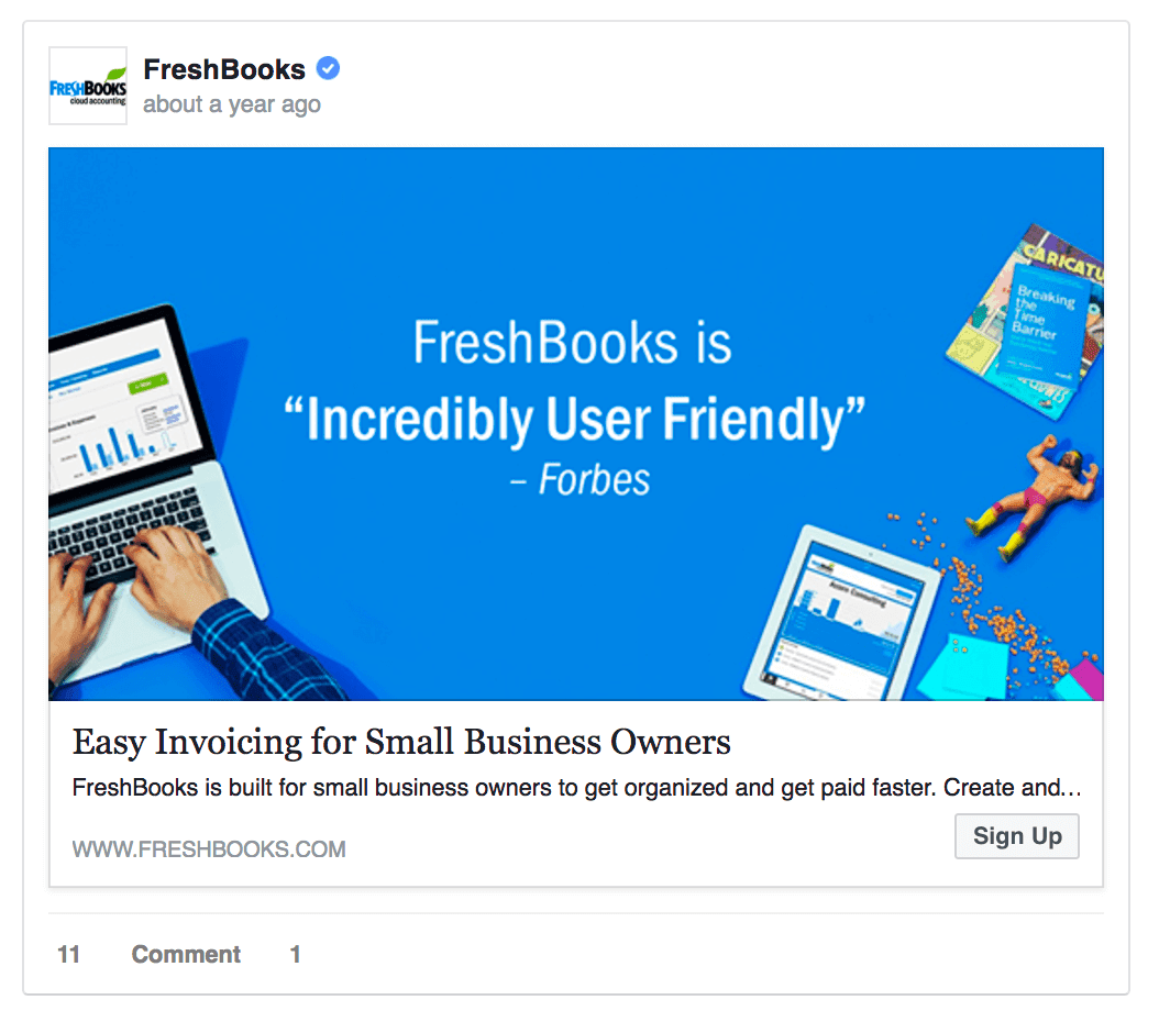 Freshbooks Facebook ad