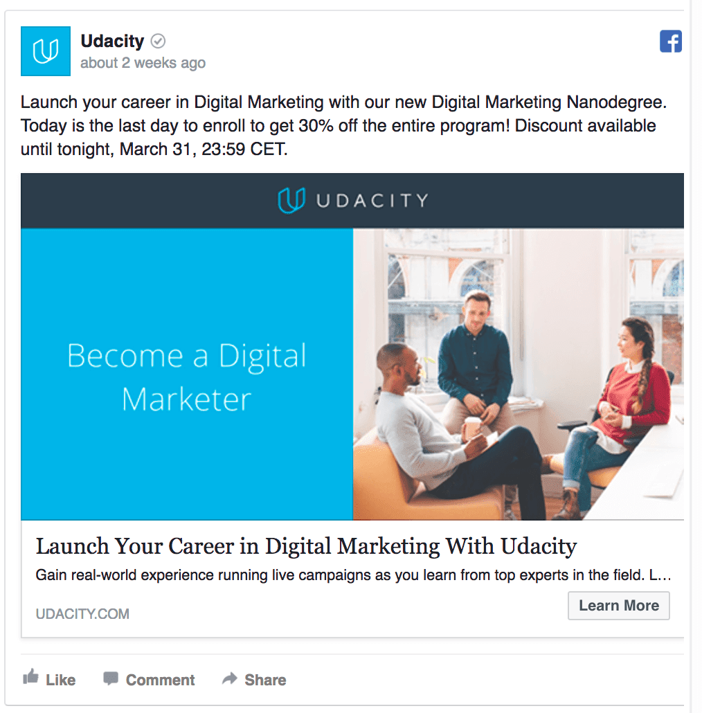 udacity facebook ad