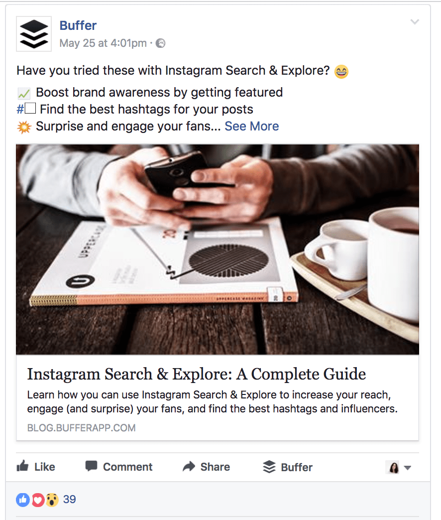 buffer facebook ad with emojis