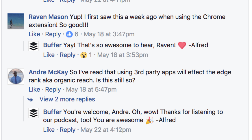 emojis in facebook replies