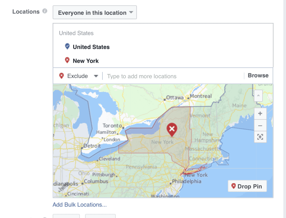 audience location on Facebook