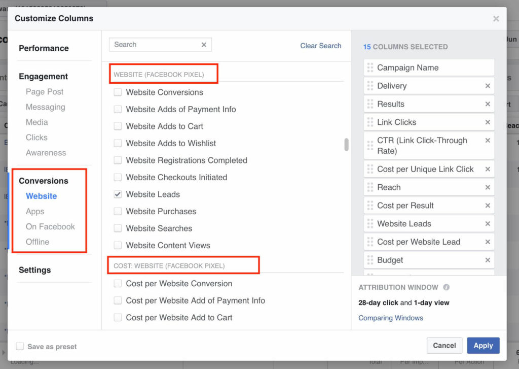 Add Facebook conversion pixel tracking – Cordial Knowledge Base