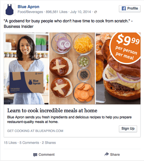 Blue Apron facebook ad