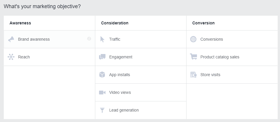 facebook marketing objectives