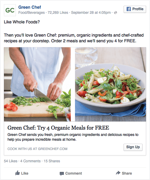 green chef ad on facebook