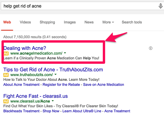 use of a question in google adwords