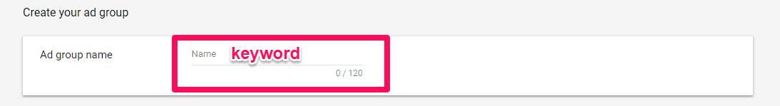 naming a new ad group in adwords