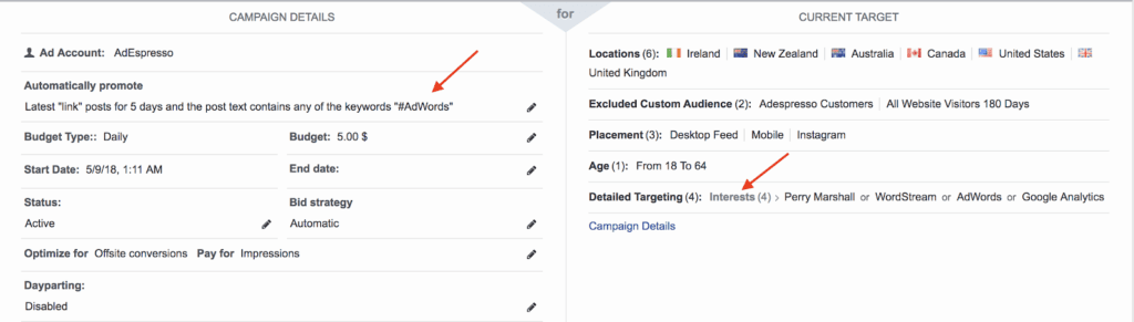 adespresso post adwords boost setup