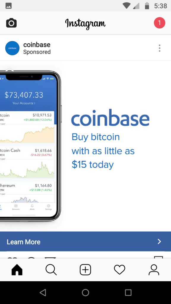 Coinbase Instagram ad