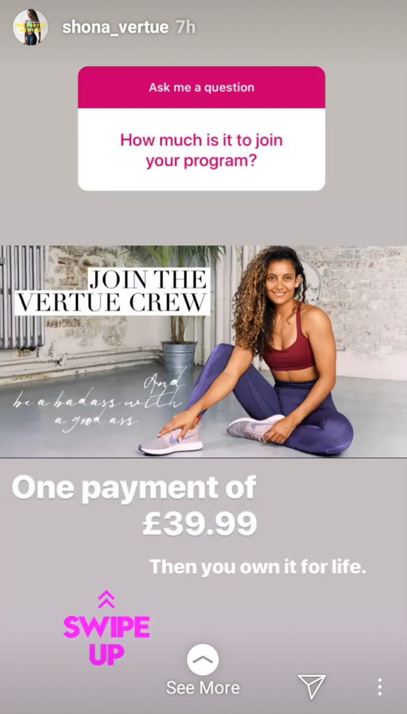 Shona Vertue Instagram ecommerce