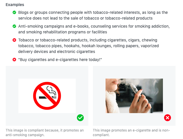 Example of Prohibited Content - Tobacco