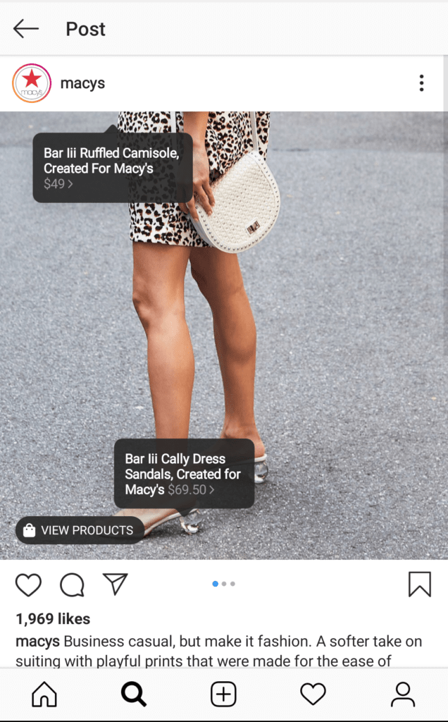 Macy's Instagram image with shoppable tags