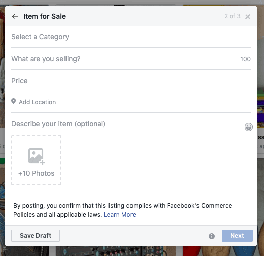 Facebook Marketplace listing creation tool