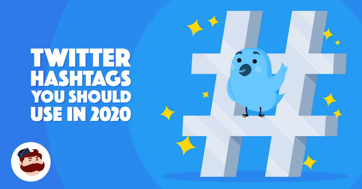 Twitter hashtags in 2020 illustration