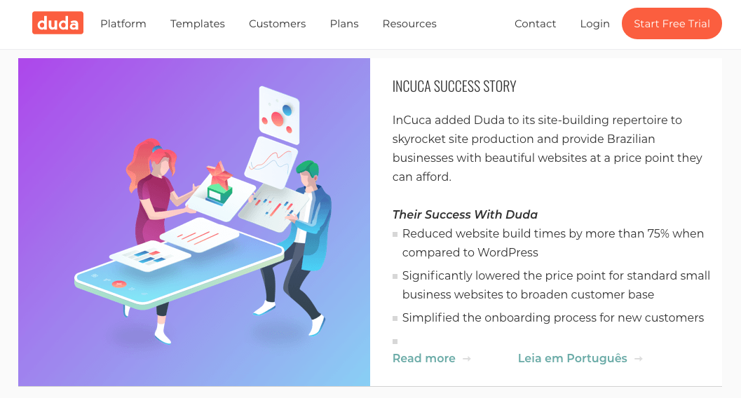 lead generation - Duda case studies collection