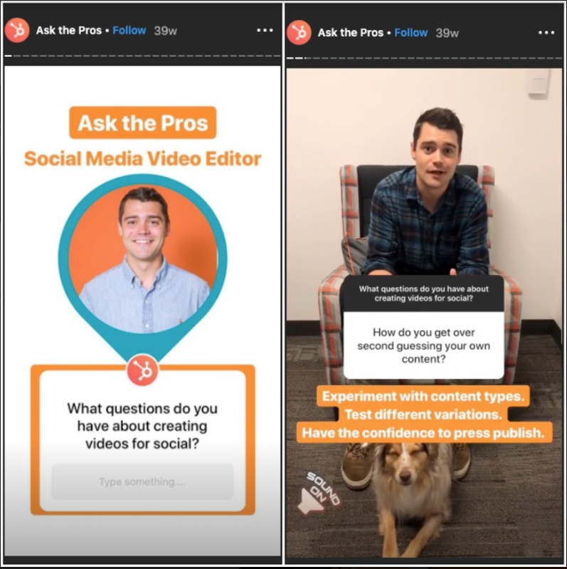 HubSpot Instagram story