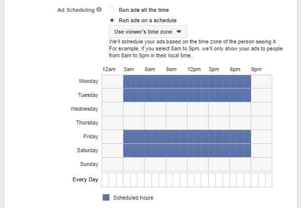 Facebook ad scheduling