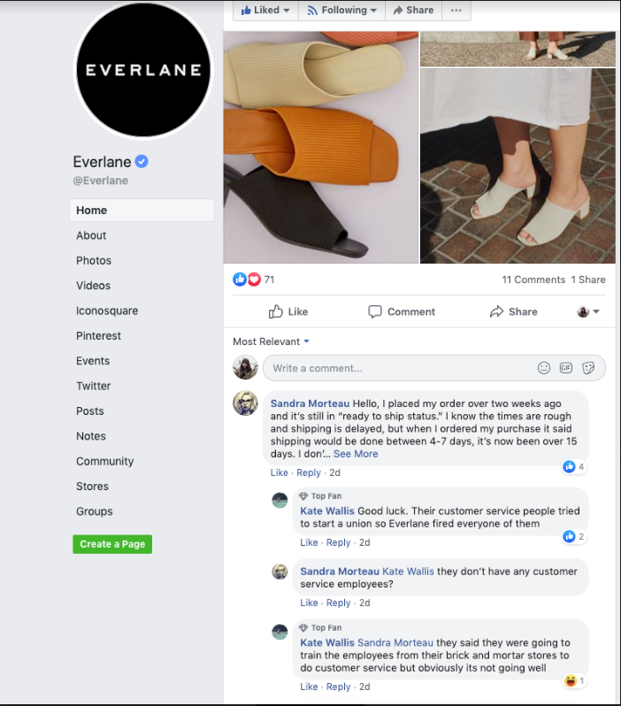 Online reputation management Everlane eg.