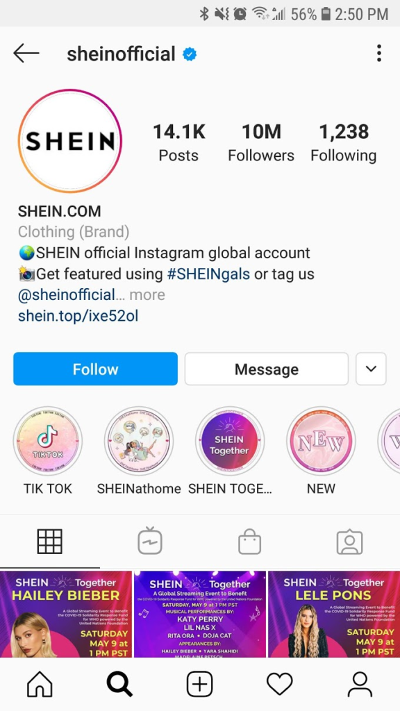 SheIn Instagram