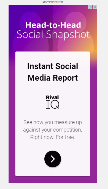 Rival IQ Social Snapshot Reports Google ad example 