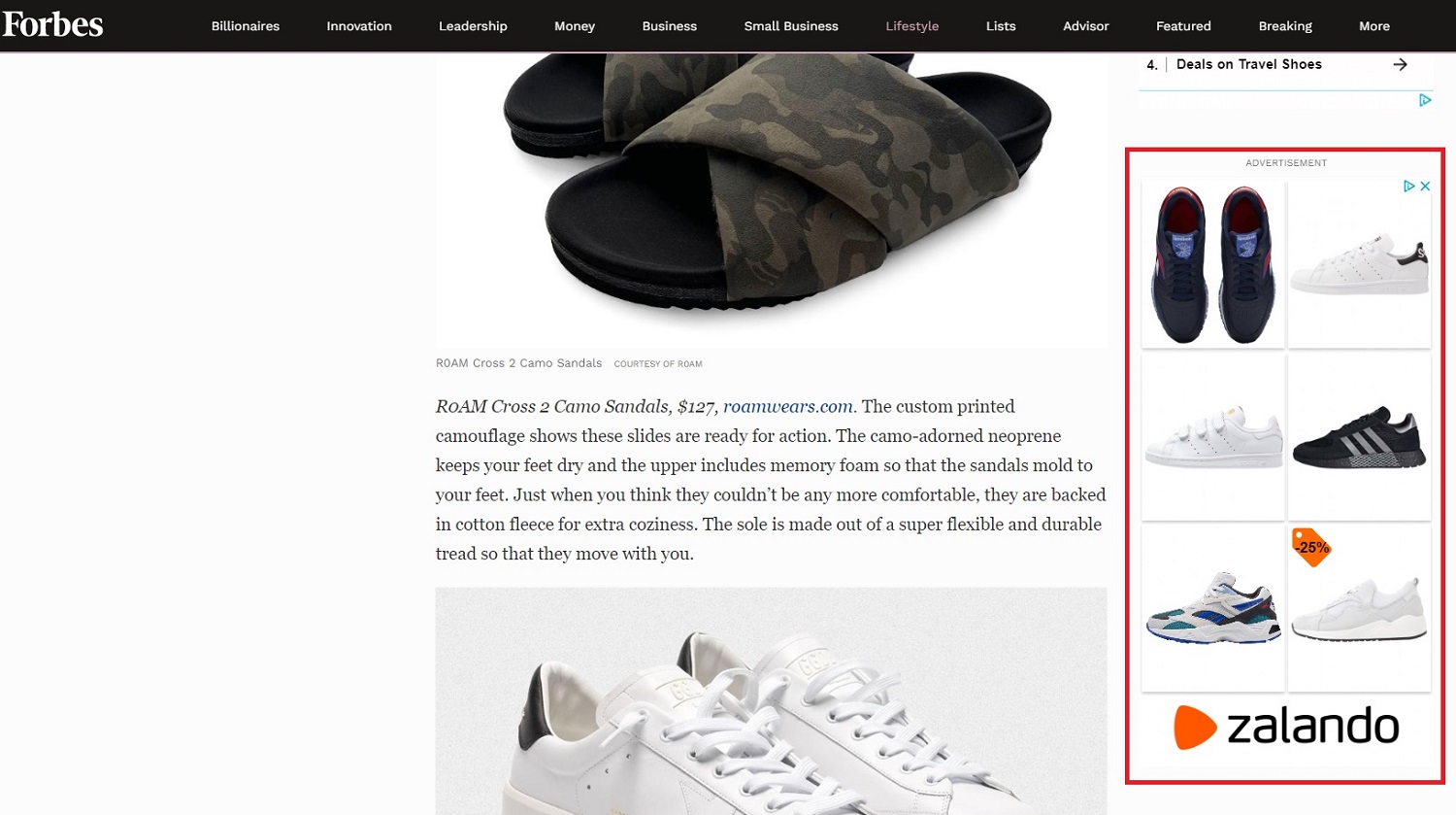 Zalando banner ad example