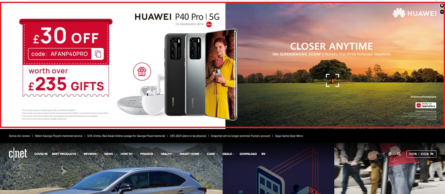 Hauwei banner ad example