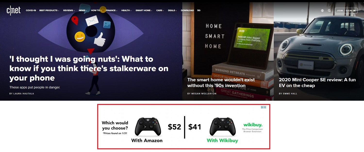 Banner ad example by Wikibuy