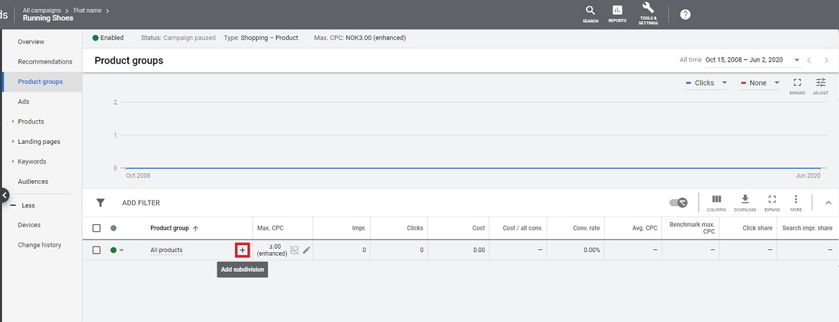 adding a subdivision to a product group 