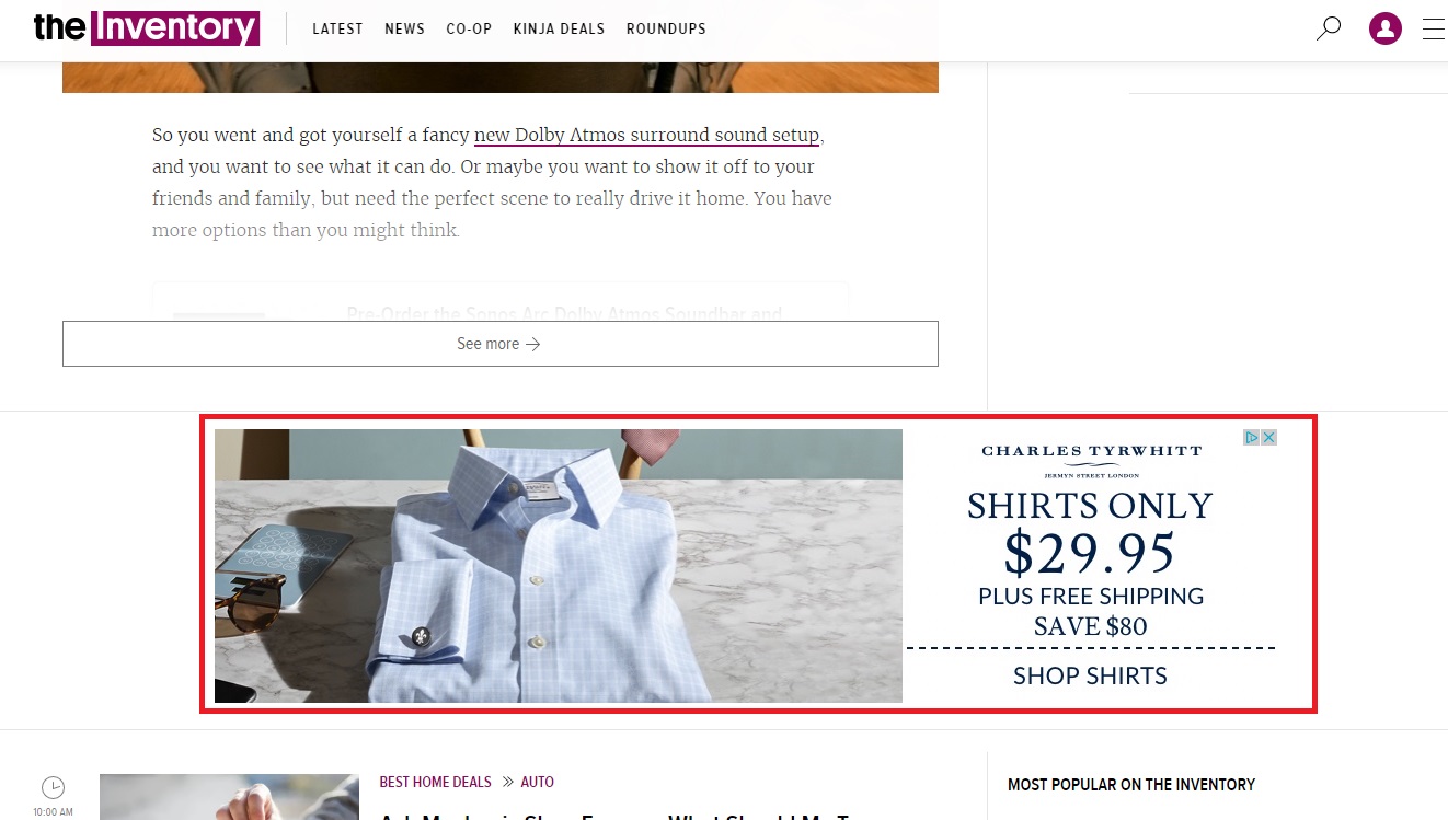 Charles Tyrwhitt banner ad example