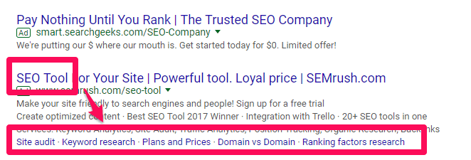 Google Ad with good ad extensions