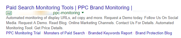 Google search ad with extensions