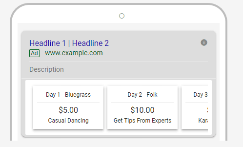 Google pricing extension event example