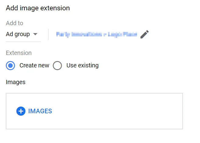 Google Ads Image extension options