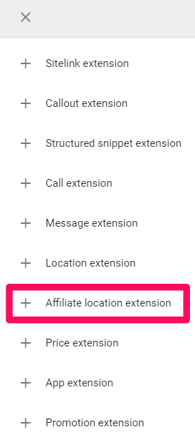 Google Ads new affiliate location extension