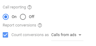 Google Ads call reporting