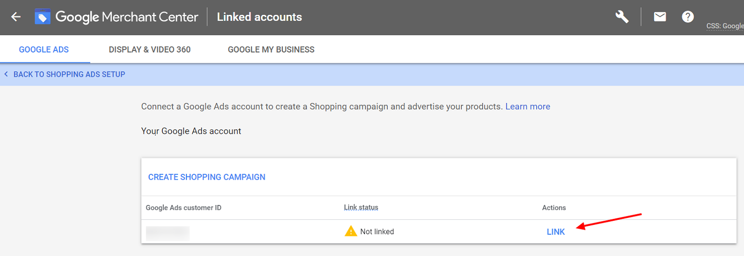 Link GMC with Google Ads account