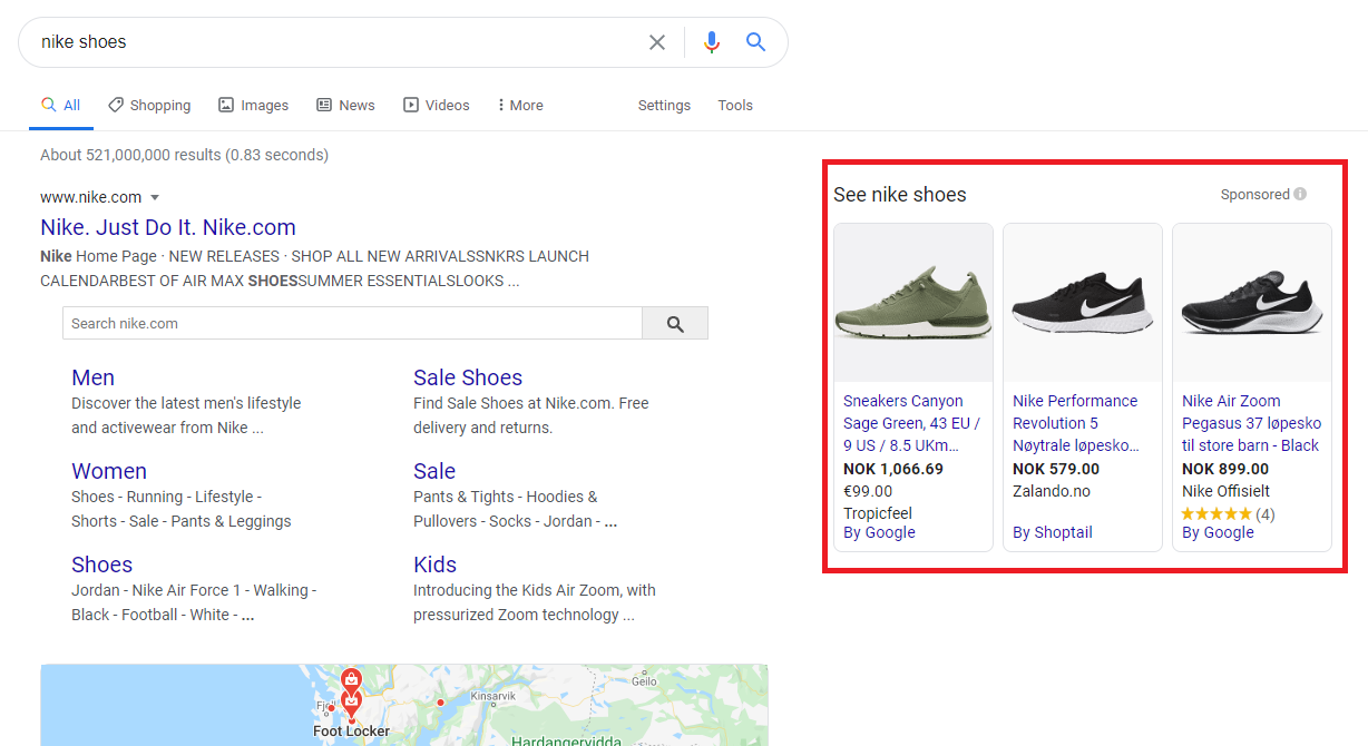 Google Shopping Ad Example Desktop