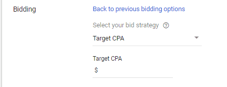 Target CPA bidding strategy