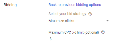 Maximize clicks bidding strategy