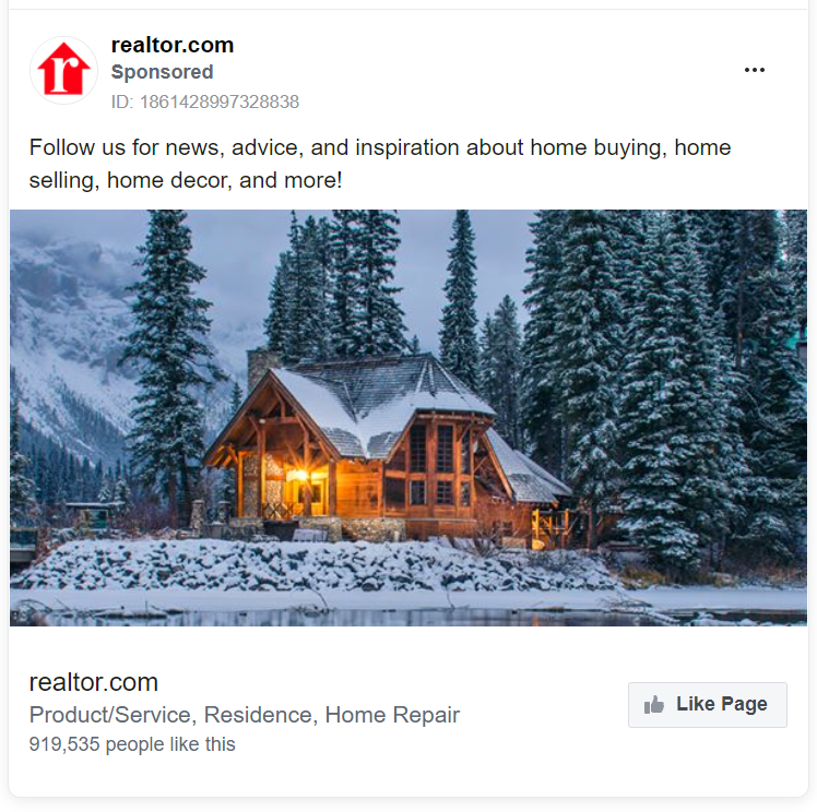 Realtor.com Facebook ad