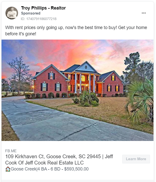 Troy Phillips real estate Facebook ad