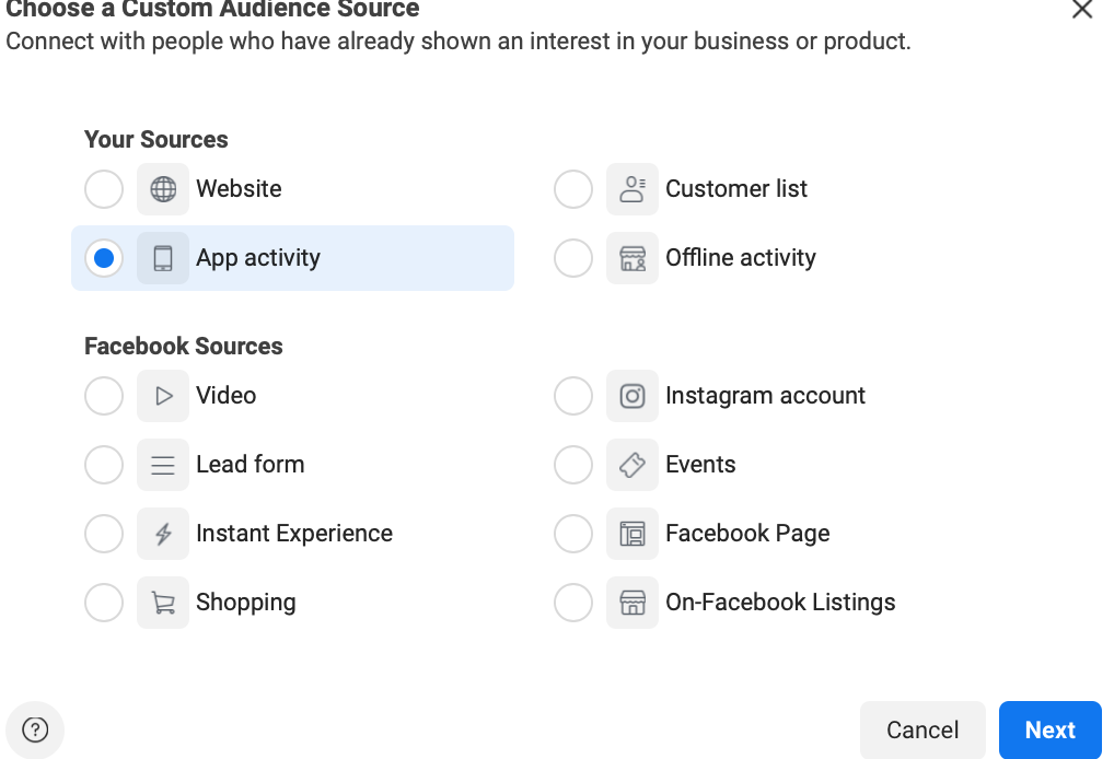 Facebook's custom audience creation 