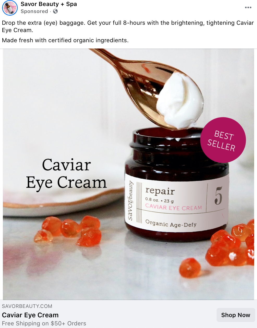 Savor Beauty ad example 