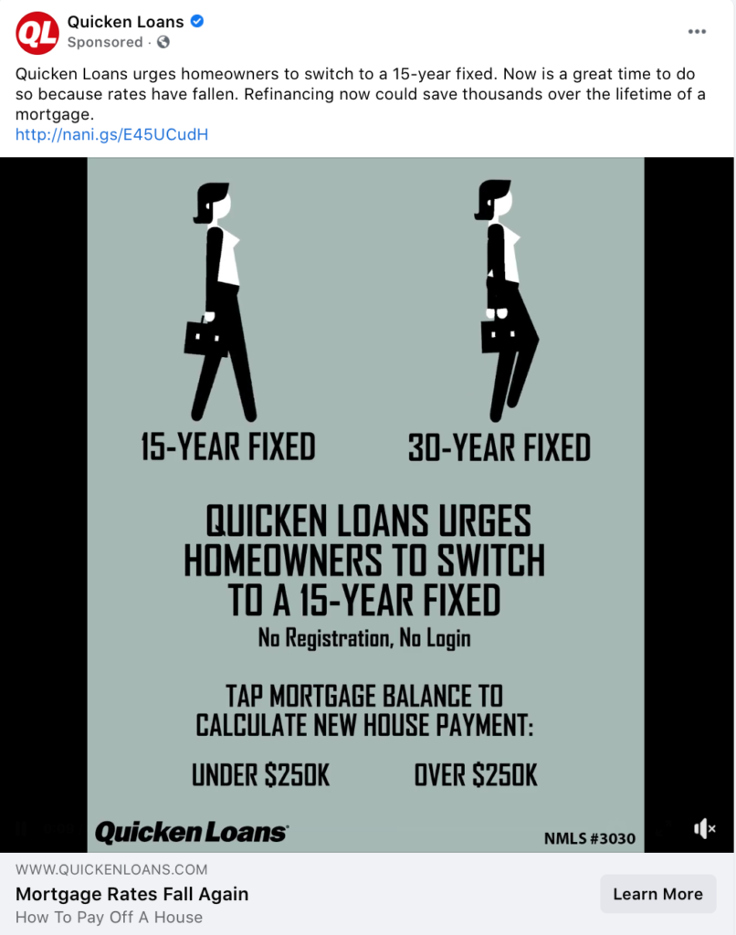 Quicken loans Facebook Ad 