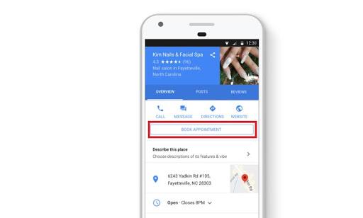 Booking button in GMB listing