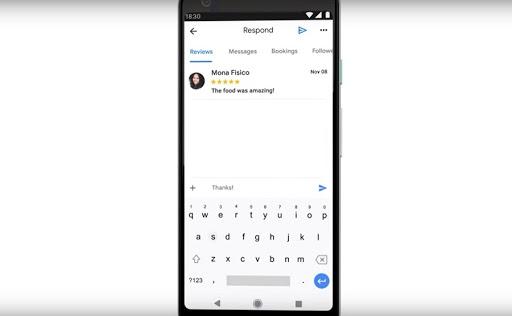 Google My Business review on mobile screen